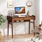 31" Modern Walnut Wicker Computer Desk with 2 Drawers and Shelf, Cable Management